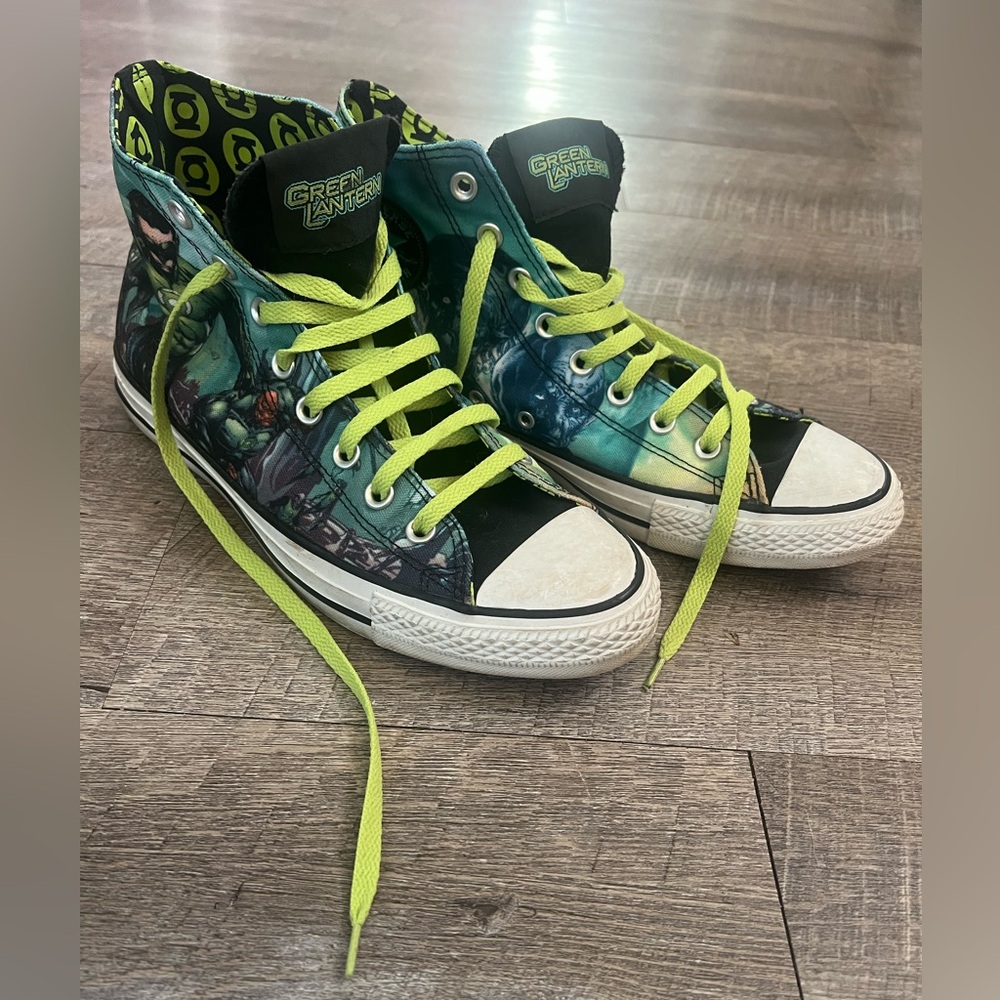 Converse Black and Neon Green High-Tops